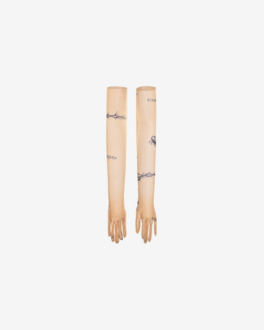 Manusi din Tulle Tatted, Bej