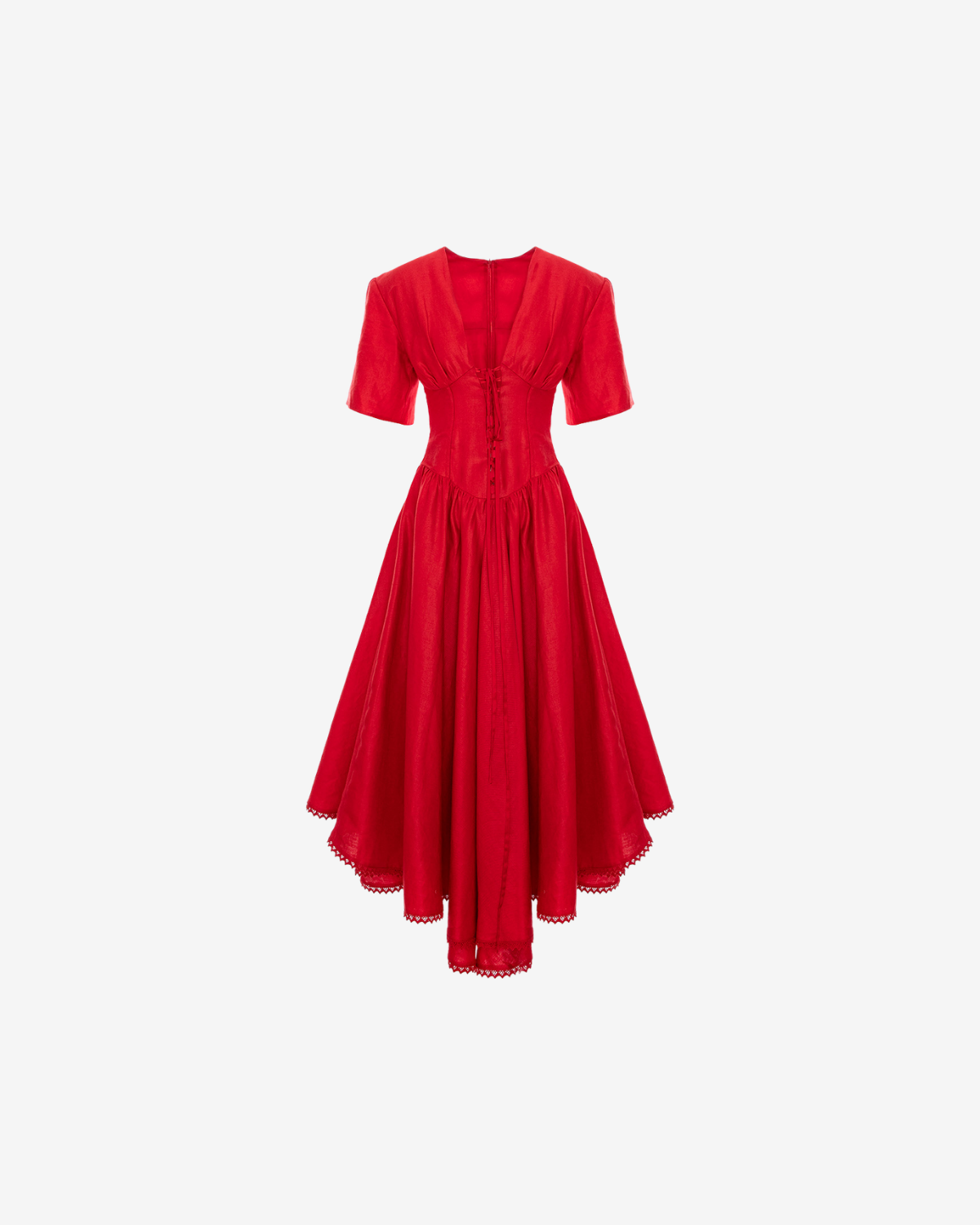 Rochie Midi din Bumbac, Rosie