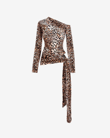 Bluza cu Drapaje Blankie din Catifea, Leopard