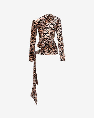 Bluza cu Drapaje Blankie din Catifea, Leopard