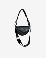 Black Leather Moon Bag