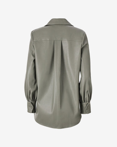 Vegan-leather shirt in olive green