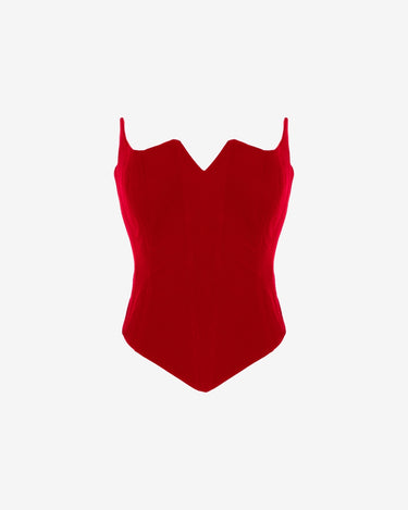 Corset din Catifea Feel Me, Rosu
