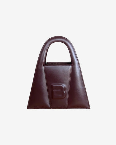 Geanta Mini de Piele "Lock", Maro Ciocolatiu