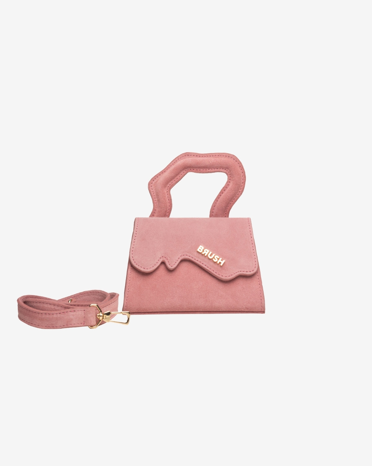 Geanta de Piele "Baby Leak", Roz Pudra, Brush
