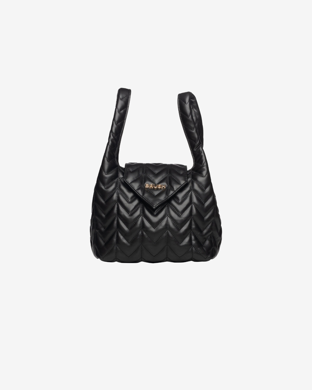 Geanta de Piele "Lulu", Neagra, Brush