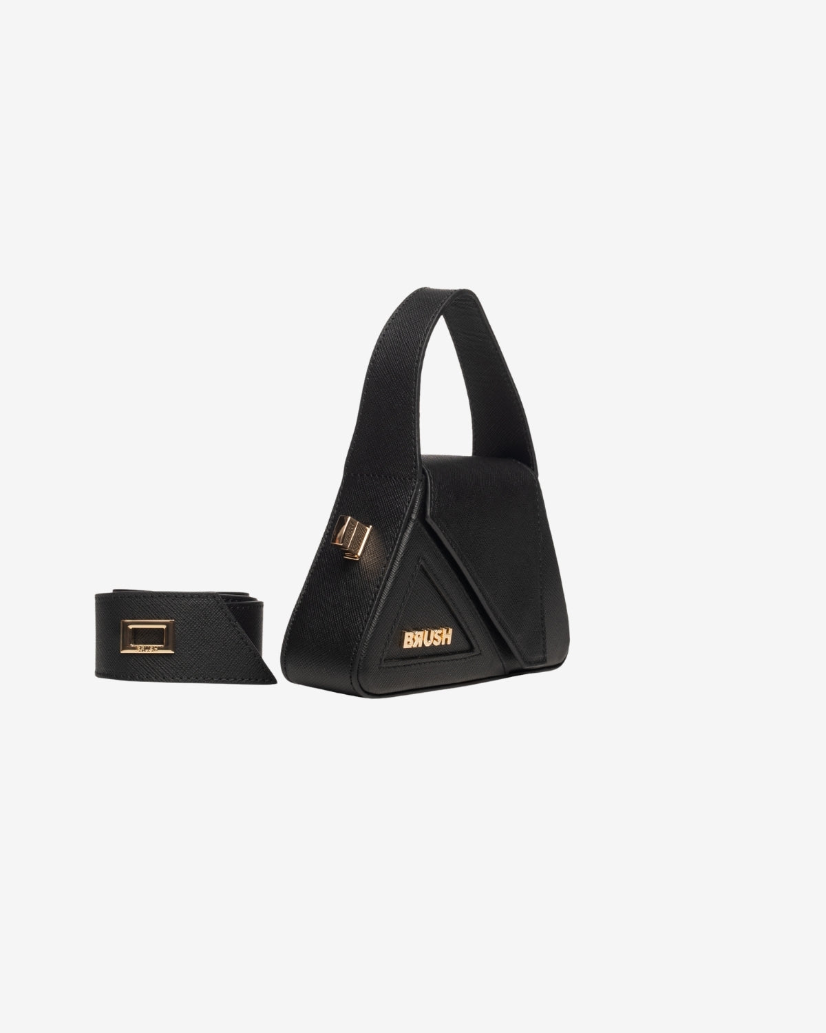 Geanta de Piele "Micro Ruler", Neagra, Brush