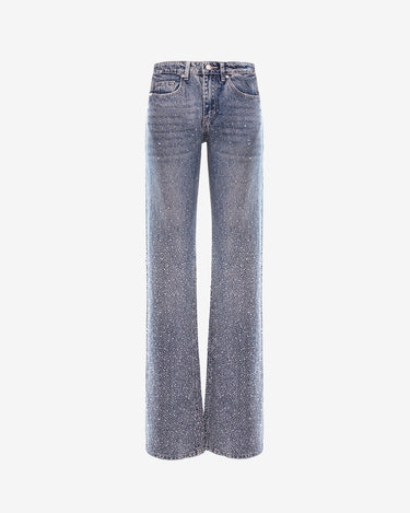 Jeans Drepti cu Strasuri, Denim