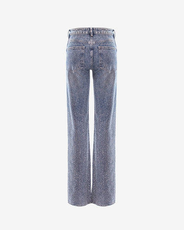 Jeans Drepti cu Strasuri, Denim
