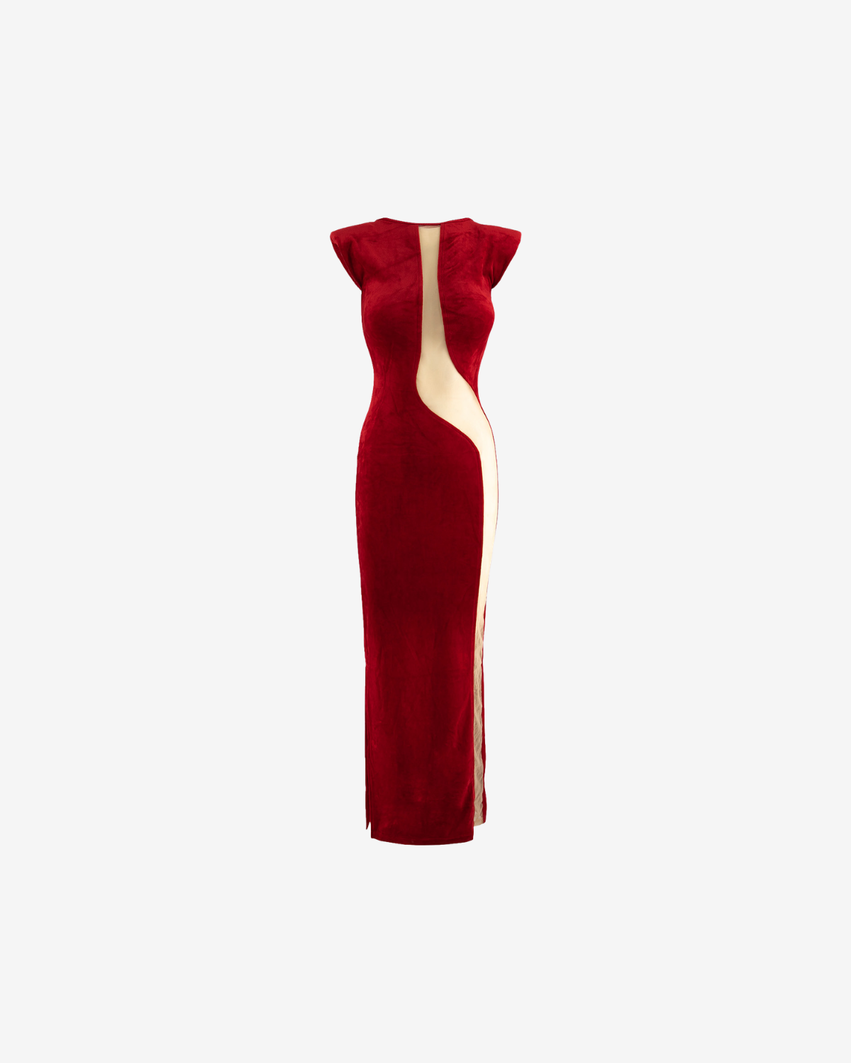 Rochie Blankie din Catifea cu Detaliu Tulle, Rosie