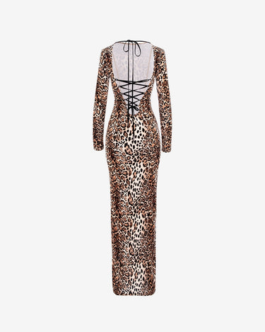 Rochie cu Spatele Gol Blankie din Catifea, Leopard