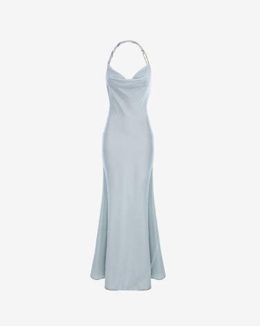 Nora Long Velvet Dress, Light Blue