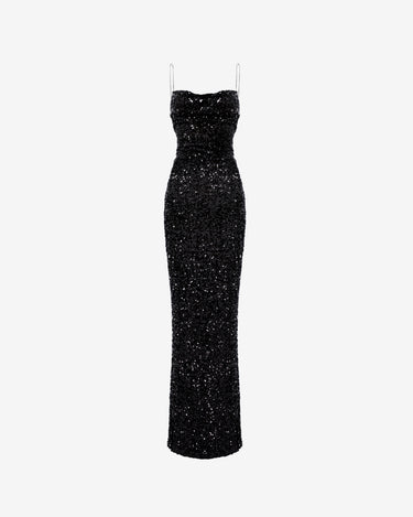 Rochie Lunga cu Paiete, Neagra