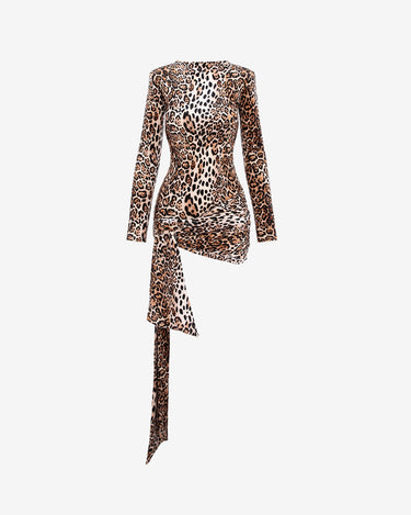 Rochie Mini Blankie din Catifea, Leopard