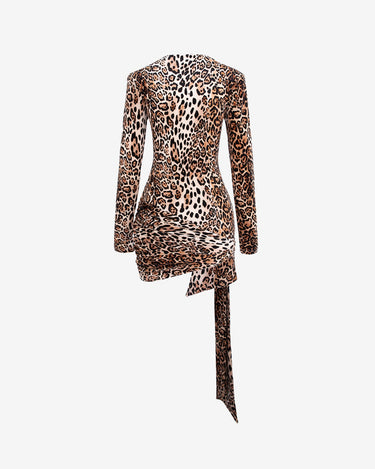Rochie Mini Blankie din Catifea, Leopard