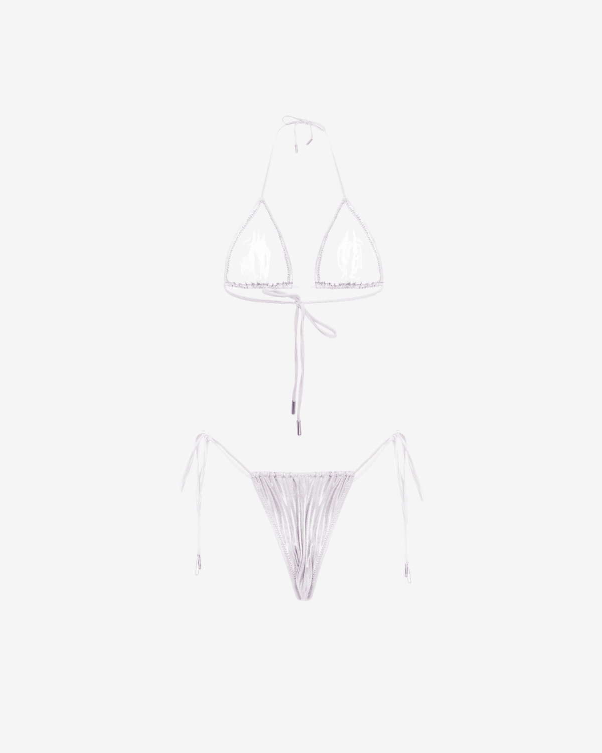 Costum de Baie Triunghi, Metallic White, INFSD