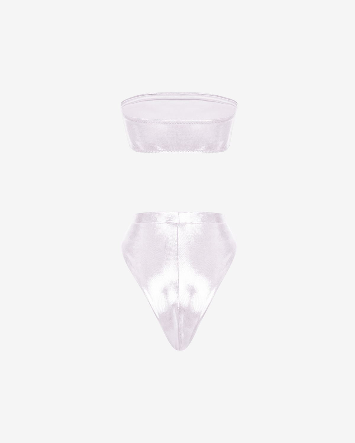 Costum de Baie Bralette, Metallic White