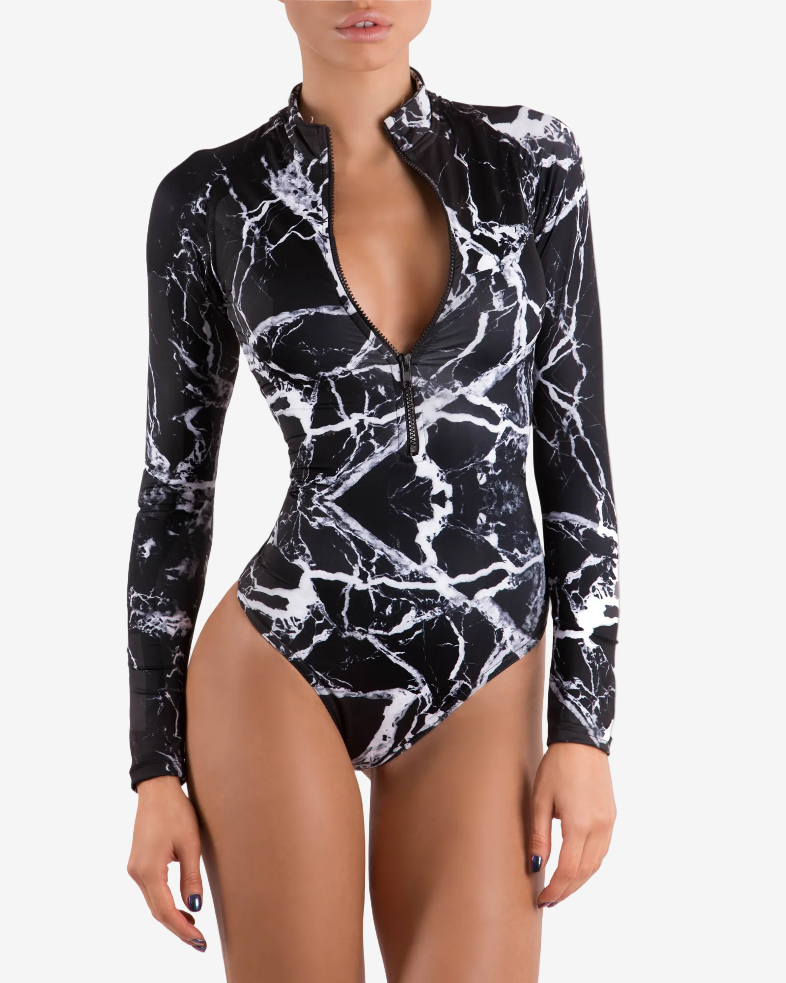 Costum de Baie Intreg Scuba, Black Marble, INFSD