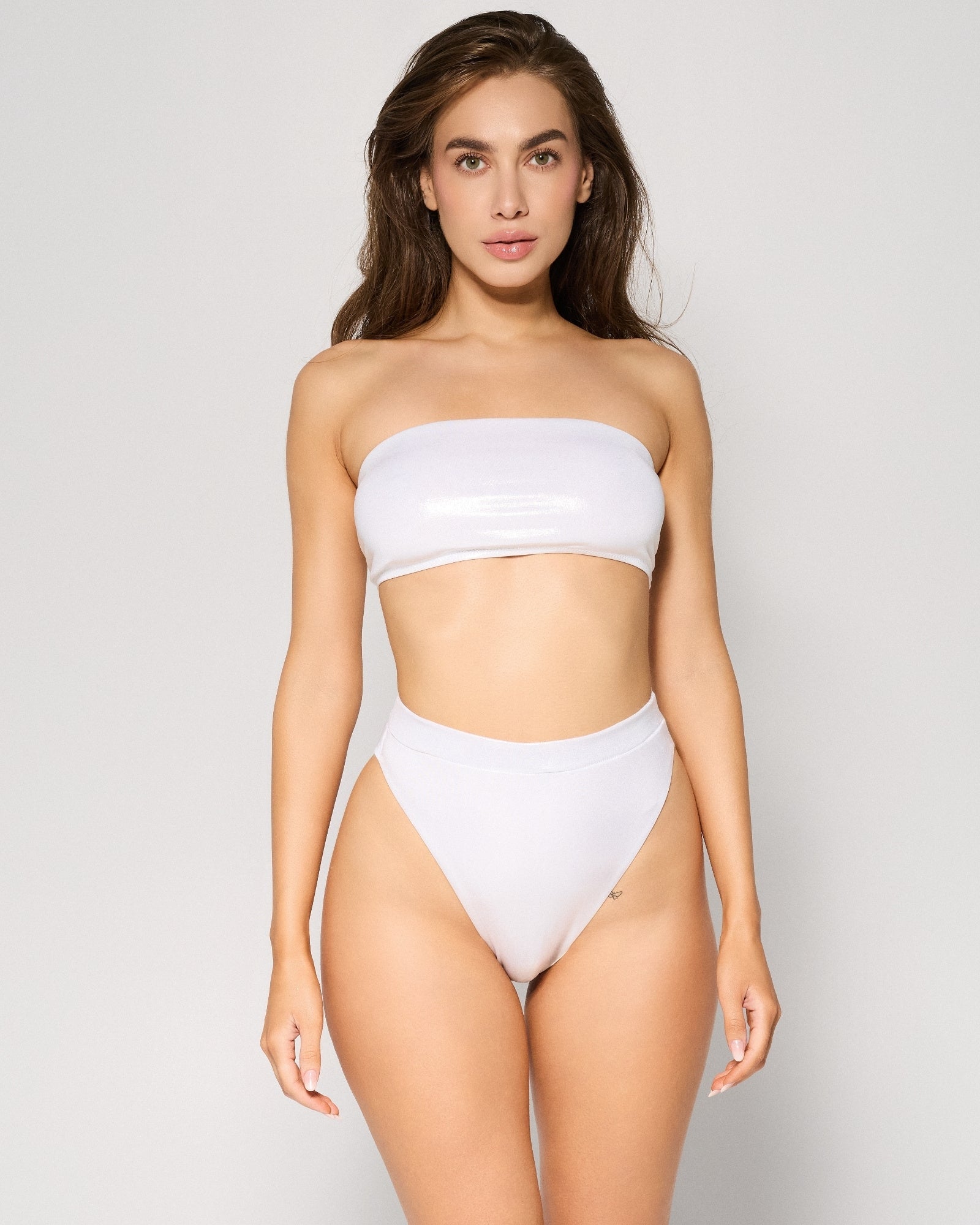 Costum de Baie Bralette, Metallic White, INFSD