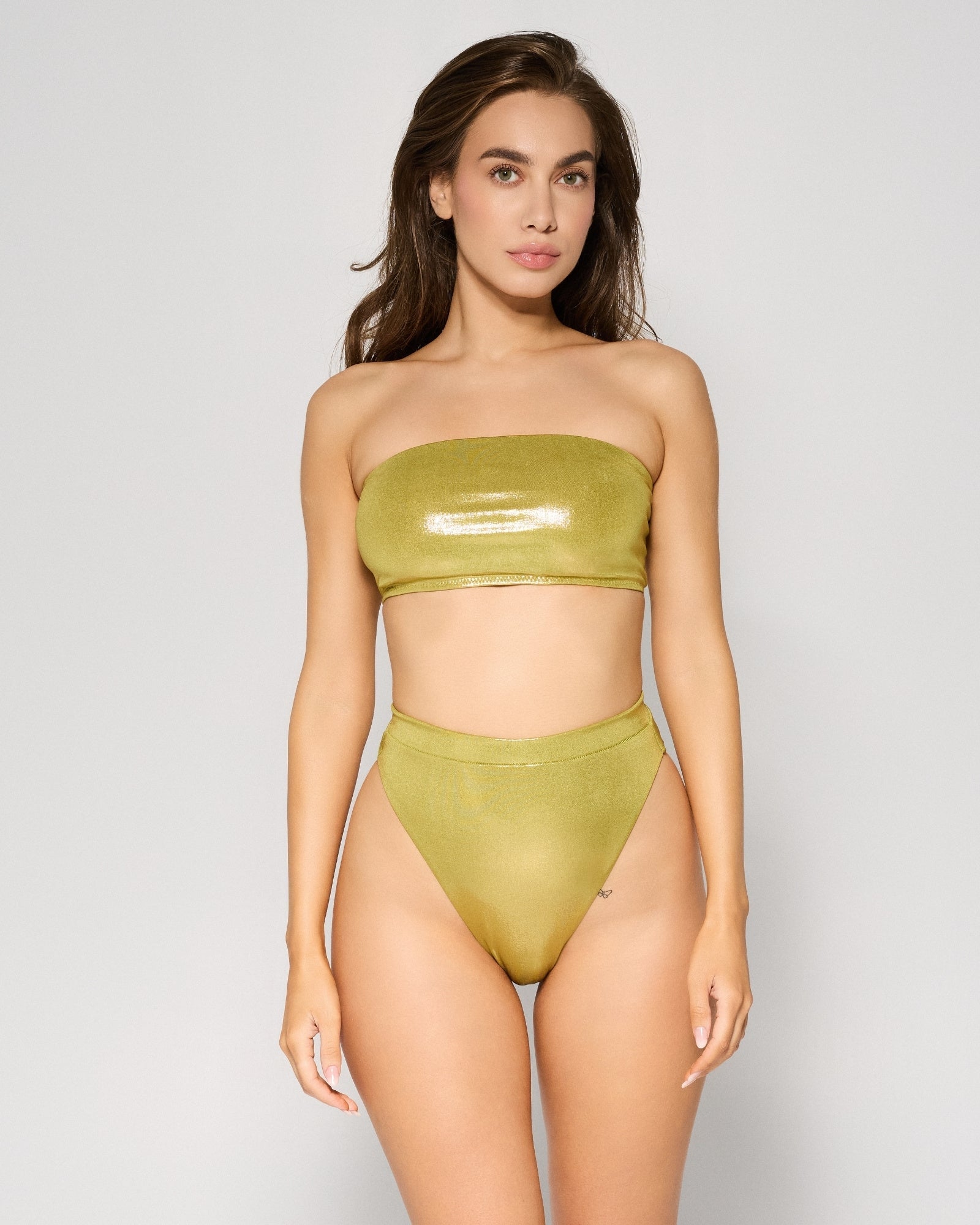 Costum de Baie Bralette, Metallic Green, INFSD