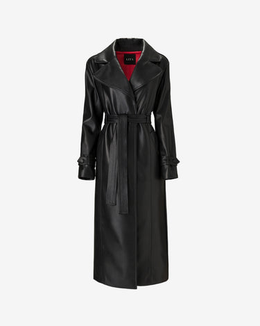 Leather Trench Coat, Black