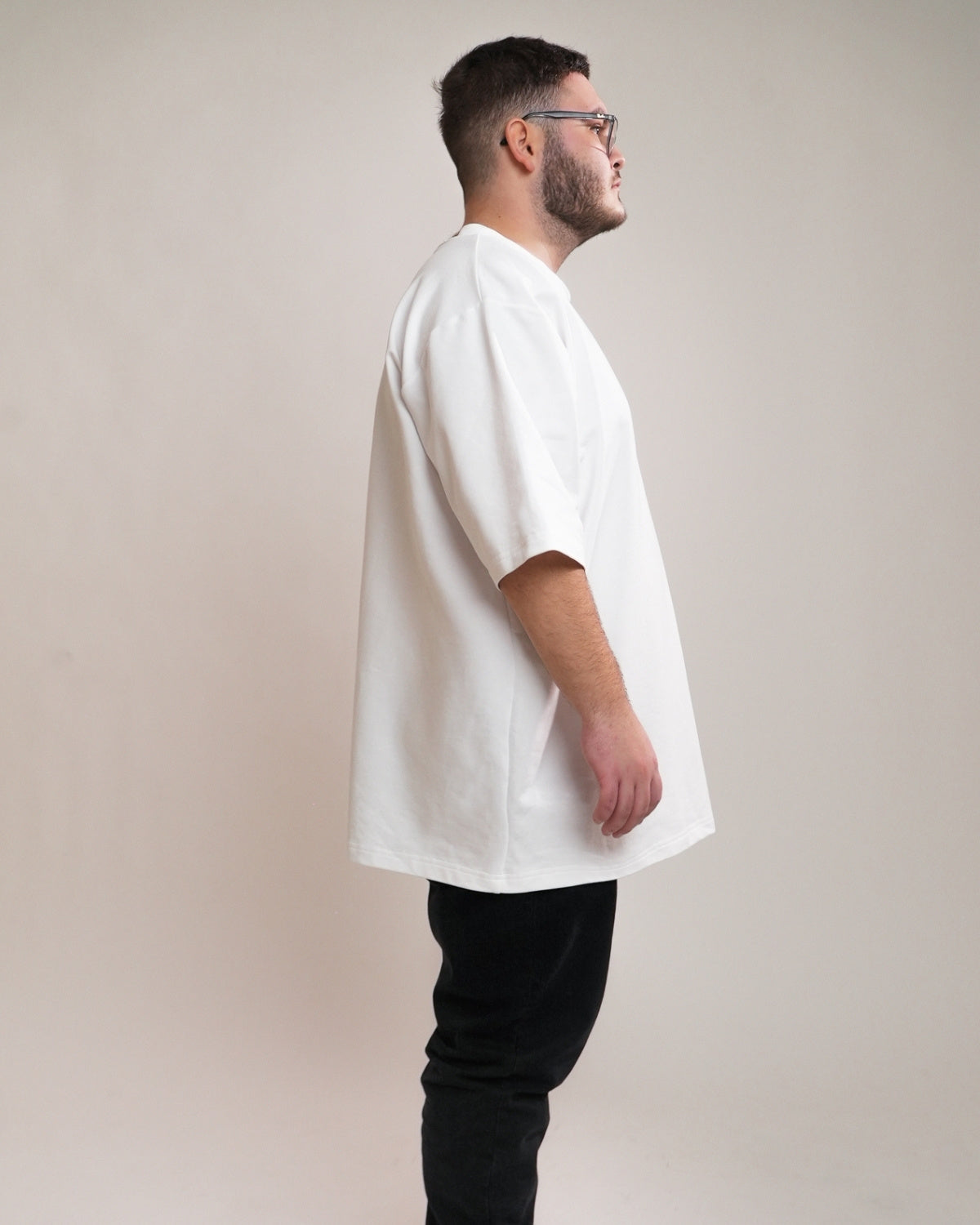 Tricou Oversized din Bumbac cu Logo, Alb, INFSD