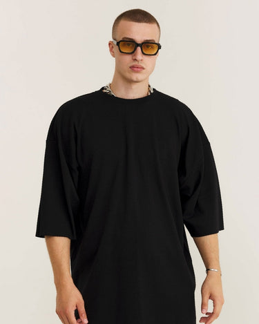 Tricou Supradimensionat din Bumbac Focus, Negru
