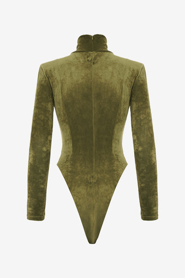 Body cu Helanca Blankie din Catifea, Olive