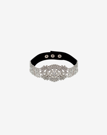 Chocker din Piele Intoarsa cu Pietre Swarovski