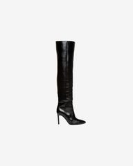 Over-The-Knee High Heel Leather Boots