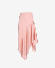 Pink satin midi skirt