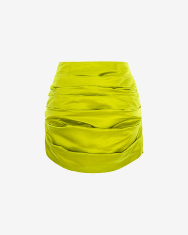 Fusta Scurta Drapata din Satin, Lime