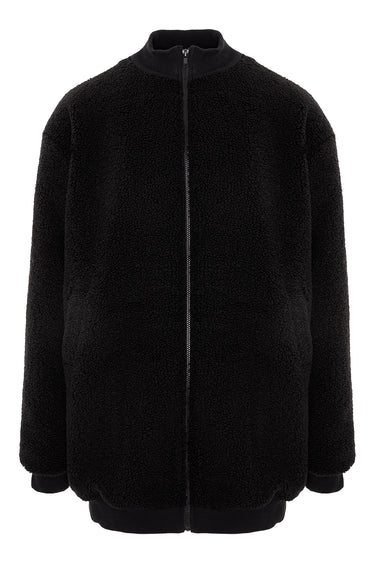 Retro Future Bomber oversized negru unisex cu textura teddy