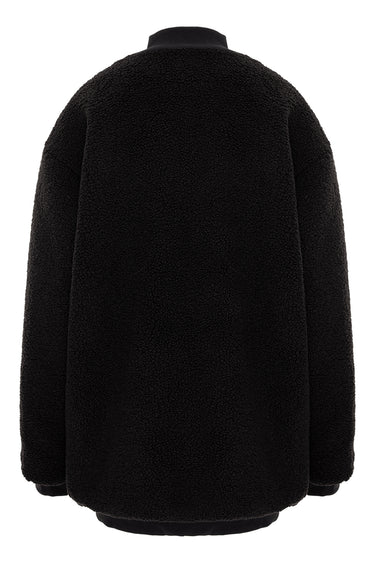 Retro Future Bomber oversized negru unisex cu textura teddy