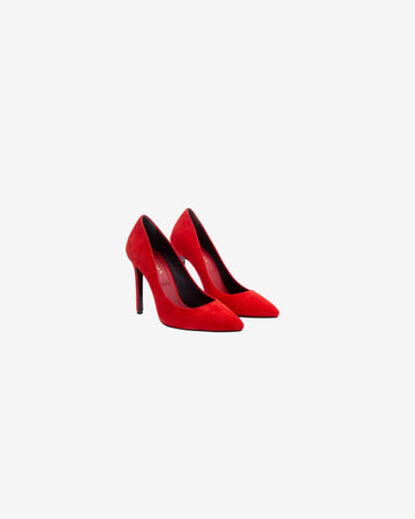Pantofi Stiletto din Piele Intoarsa "Alice", Rosii