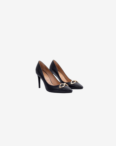 Pantofi Stiletto din Piele Naturala "Infinity", Negri