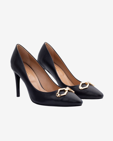 Pantofi Stiletto din Piele Naturala "Infinity", Negri