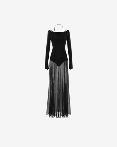 Rochie Lunga din Tulle "Firewall Veil", Neagra