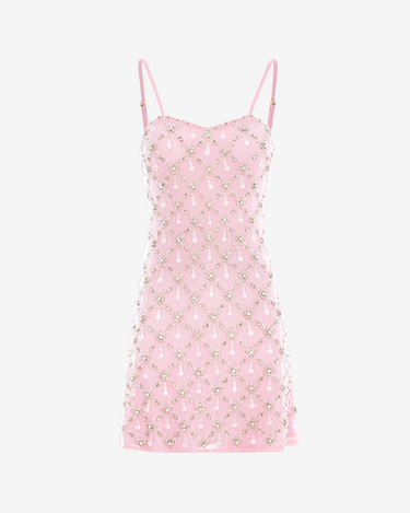 Rochie Mini cu Cristale Calliope, Roz
