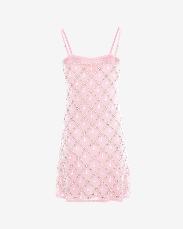 Rochie Mini cu Cristale Calliope, Roz