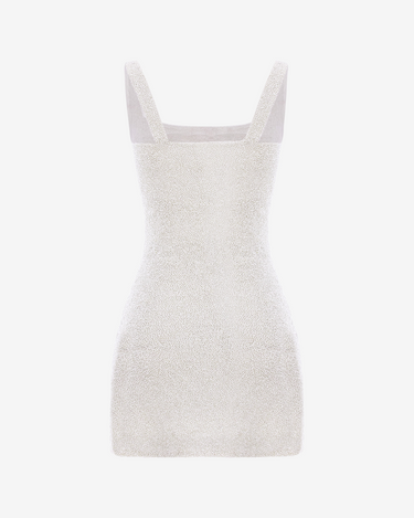 Rochie Mini cu Margele Cusute Manual Sofia, Alba