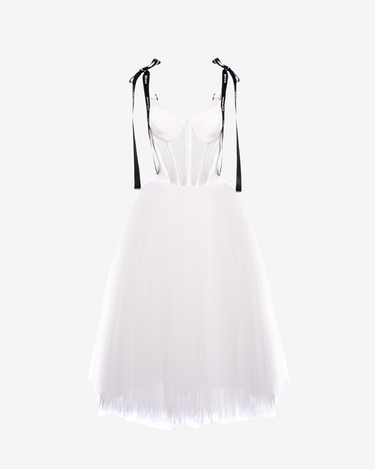 Rochie Tulle cu Corset Iconic, Alba