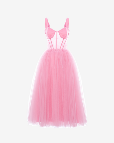 Rochie Tulle cu Corset Iconic, Roz