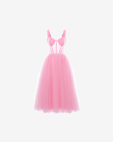 Rochie Tulle cu Corset Iconic, Roz