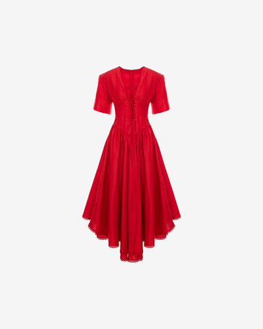 Rochie Midi din Bumbac, Rosie