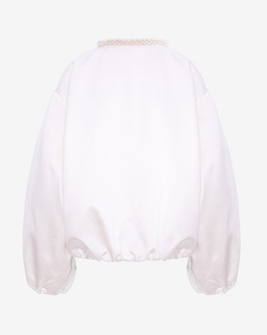 Bomber Oversized Soft Ivory cu Perle