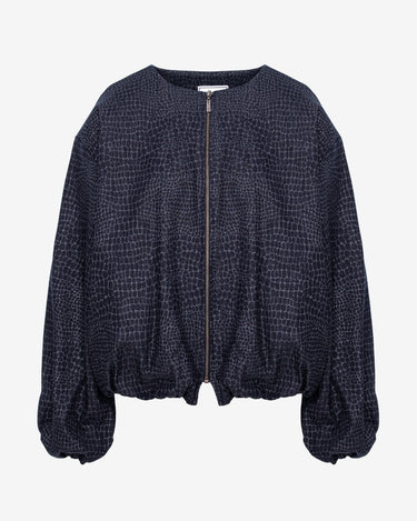 Bomber Denim Oversized Metalic Gri