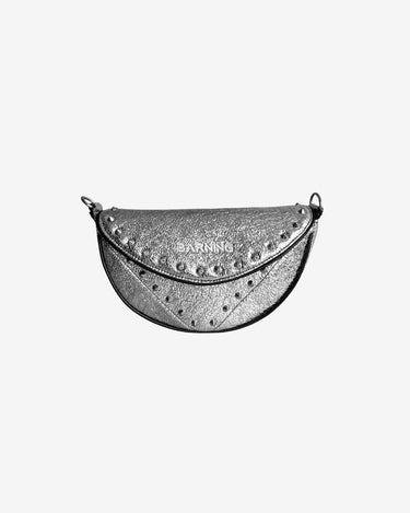 Silver Broken Mirror Leather Moon Bag