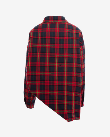 Camasa Asimetrica din Flanel cu Carouri, Rosie