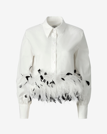 Camasa Crop cu Pene, Alba